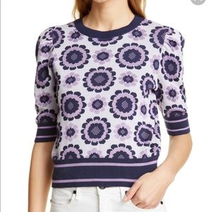 Geo floral crop sweater size L